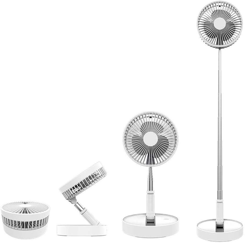 AICase Stand Fan,Folding Portable Telescopic Floor//USB Desk Fan with 7200mAh Rechargeable Battery,4 Speeds Super Quiet Adjustable Height and Head Great for Office Home Outdoor Camping