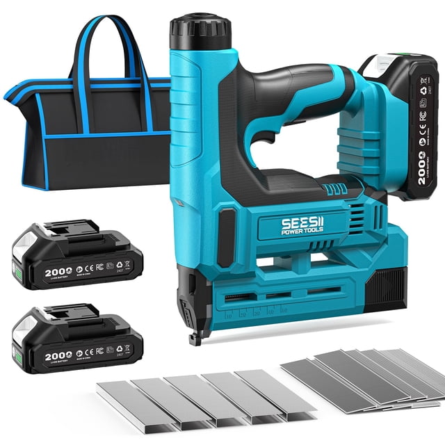 Grapadora inalámbrica Brad Nailer Seesii, calibre 18, 2 en 1, 2.0 Ah