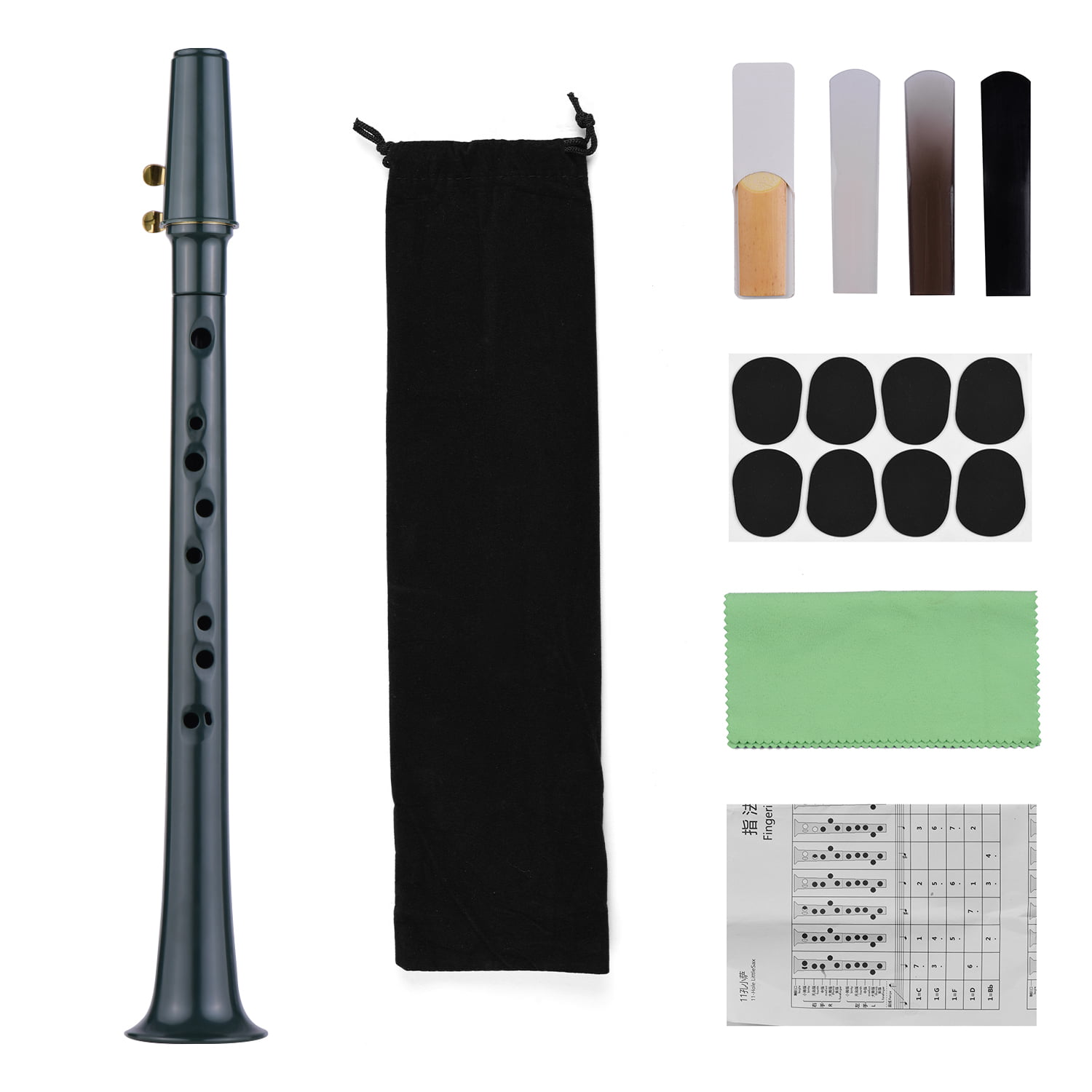 Mini Pocket Saxophone Set Little Sax W/Carrying Bag Fingering Chart R5O1