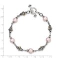thumbnail image 2 of Sterling Silver Two Tone Silver And Gold Plated Sterling Silver w/9-10mm FW Cultured Pink Pearl 7.5in Bracelet, 2 of 5