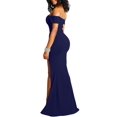 thumbnail image 4 of YMDUCH Robe de Soirée Longue Fendue Haute Épaules Dénudées Formelle pour Femmes Marine, 4 of 4