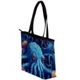 thumbnail image 3 of Fish Canvas Leather Mix Tote Bag with Twill, Sponge, Jeanette Material, 30x10.5x39cm Size, 3 of 5