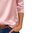 thumbnail image 5 of BLVB Womens Satin Blouse Cowl Neck Draped Silky 3/4 Sleeve Dressy Shirts Tops Spring Summer Fall Trendy Fashion Business Casual Outfit, 5 of 5