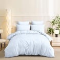 thumbnail image 5 of Blue Striped Duvet Cover Queen Size White Stripe Duvet Cover Dorm Bedding Set 3 Pieces Soft Lightweight Washed Microfiber Farmhouse Bedding Set Gifts for Women Men, 5 of 15