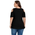 thumbnail image 7 of Cueply Plus Size Tops for Women Summer Short Sleeve Shirts Cold Shoulder Blouse Crewneck Tunic 1X-4X, 7 of 7