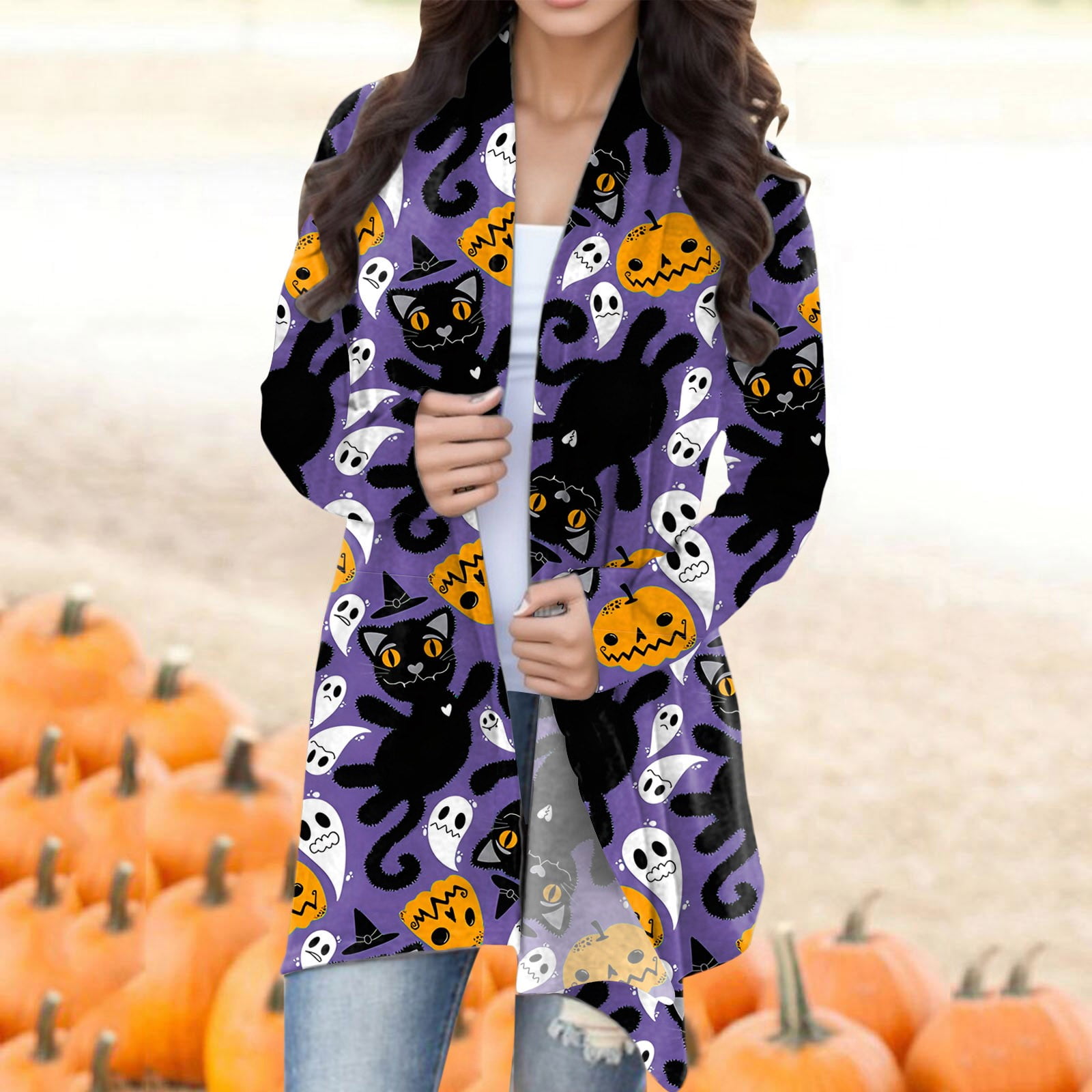 PMUYBHF Cardigans Femme Cardigans Femme Summer Leger Cardigan Long Sleeve avant avec Poches Cardigan Leger Casual For Women M Violet