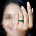 thumbnail image 6 of Rosec Jewels Lab Grown Emerald Half Eternity Ring for Women (AAAA Grade), 18K White Gold, US 5.00, 6 of 8