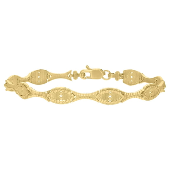 10k Yellow Gold Womens Link Fashion 7" Bracelet for Women