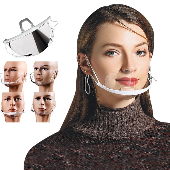 25Pcs Chef Transparent Mask Anti-Fog Plastic Masks Smile Restaurant Catering Kitchen Face Shield