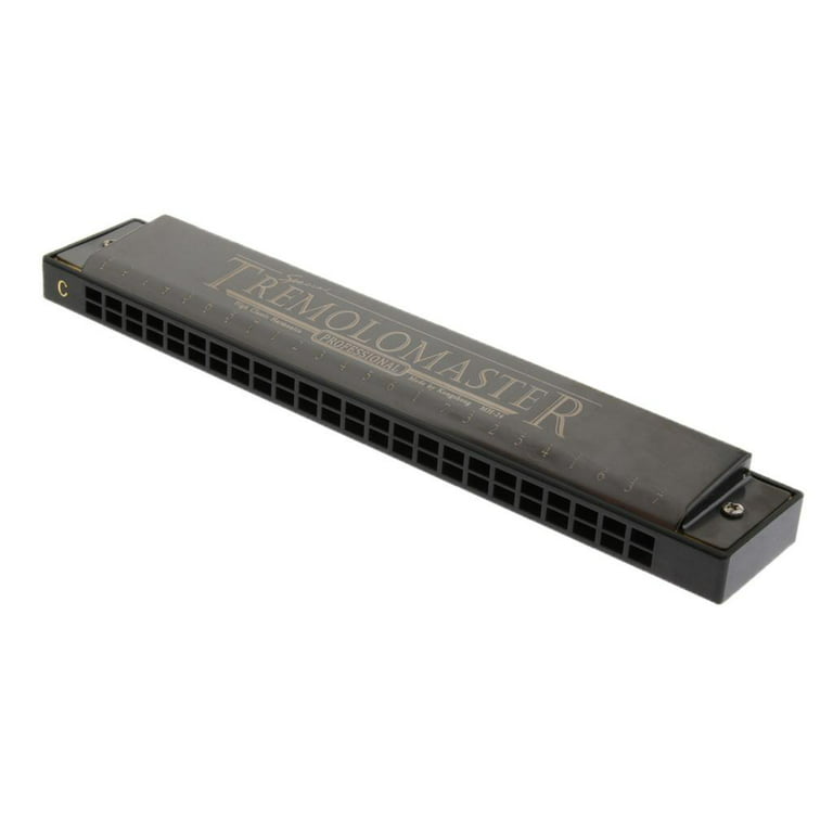 24 Holes Adult Learning Tremolo Harmonica for Students Practicing Matte  Black 