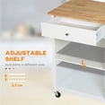 thumbnail image 5 of HOMCOM 27" Rolling Kitchen Island Cart with Drawer and Glass Door Cabinet, Kitchen Trolley with Adjustable Shelf and Towel Rack, White, 5 of 9