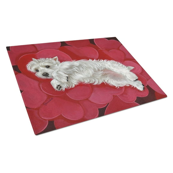 Carolines Treasures PPP3283LCB Westie Queen of Hearts Glass Cutting Board Large, 12H x 16W, multicolor
