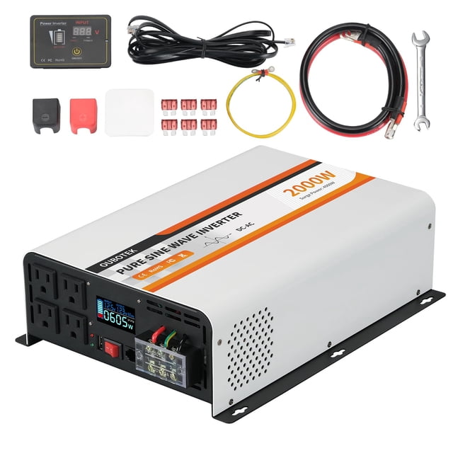 Inversor de corriente OUBOTEK de 2000 W, onda sinusoidal pura, 12 V DC a 120 V AC