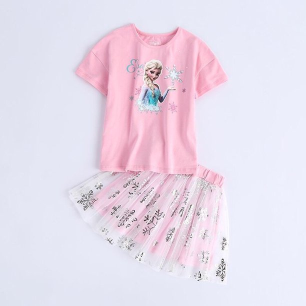 2022 nuevo Frozen Snow Queen Elsa niñas vestido verano lindo estampado de dibujos animados princesa estrella malla vestidos elegante baile niños ropa Vestido1-2T Gao Jinjia LED