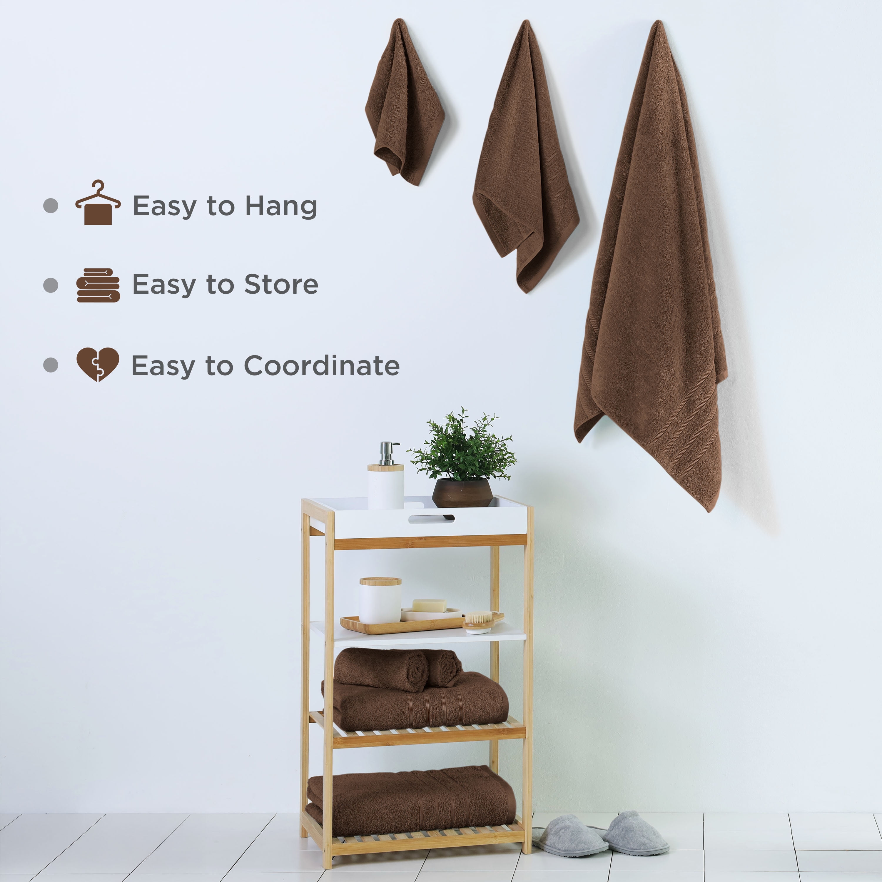Martex 6-Piece Towel Set | 100% Cotton Soft & Absorbent Bath Towels | Chocolate