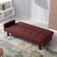 thumbnail image 4 of KINWELL  75-inch Modern Square Arm Futon Sleeper Sofa Burgundy, 4 of 4
