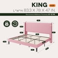 thumbnail image 4 of Einfach King Bed Frame, Upholstered Platform Bed with Wingback Headboard, No Box Spring Required, Pink, 4 of 10