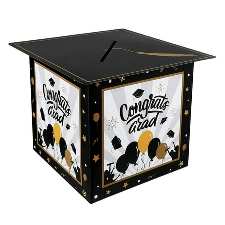 

Tinksky Graduation Box Holder Paper Congrats Grad Case Graduation Party Supplies (Black & White)