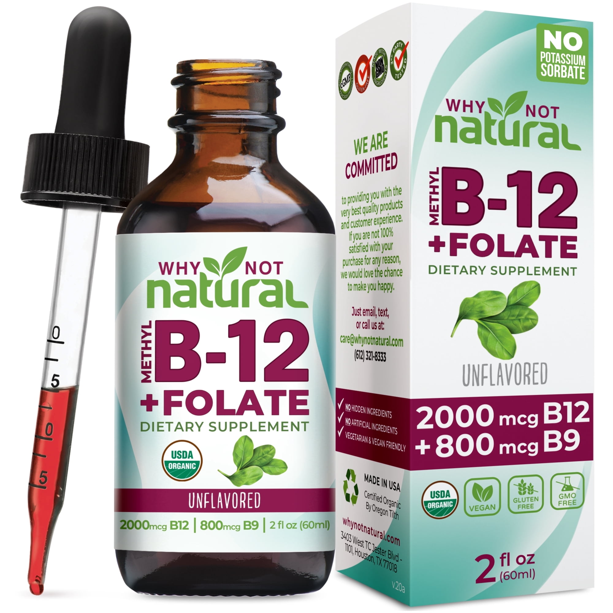 Why Not Natural Organic Vitamin B12 liquid drops plus Folate