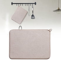 Microfiber Dish Drying Mat with Hanging Loop, 20×15 Inch Large Absorbent Washable Drainer Pad for Kitchen Counter, Heat Resistant Drainer Mats, Dishes & Utensils Drying (Beige)