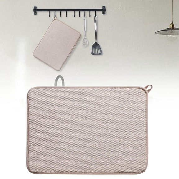 ZOURIH 1 Pack Microfiber Dish Drying Mats,Ultra Absorbent Dish Drainer Mats,20x15" Large Size Kitchen Quick Dry Pads for Counter,Under Sink,Coffee Rack,Beige