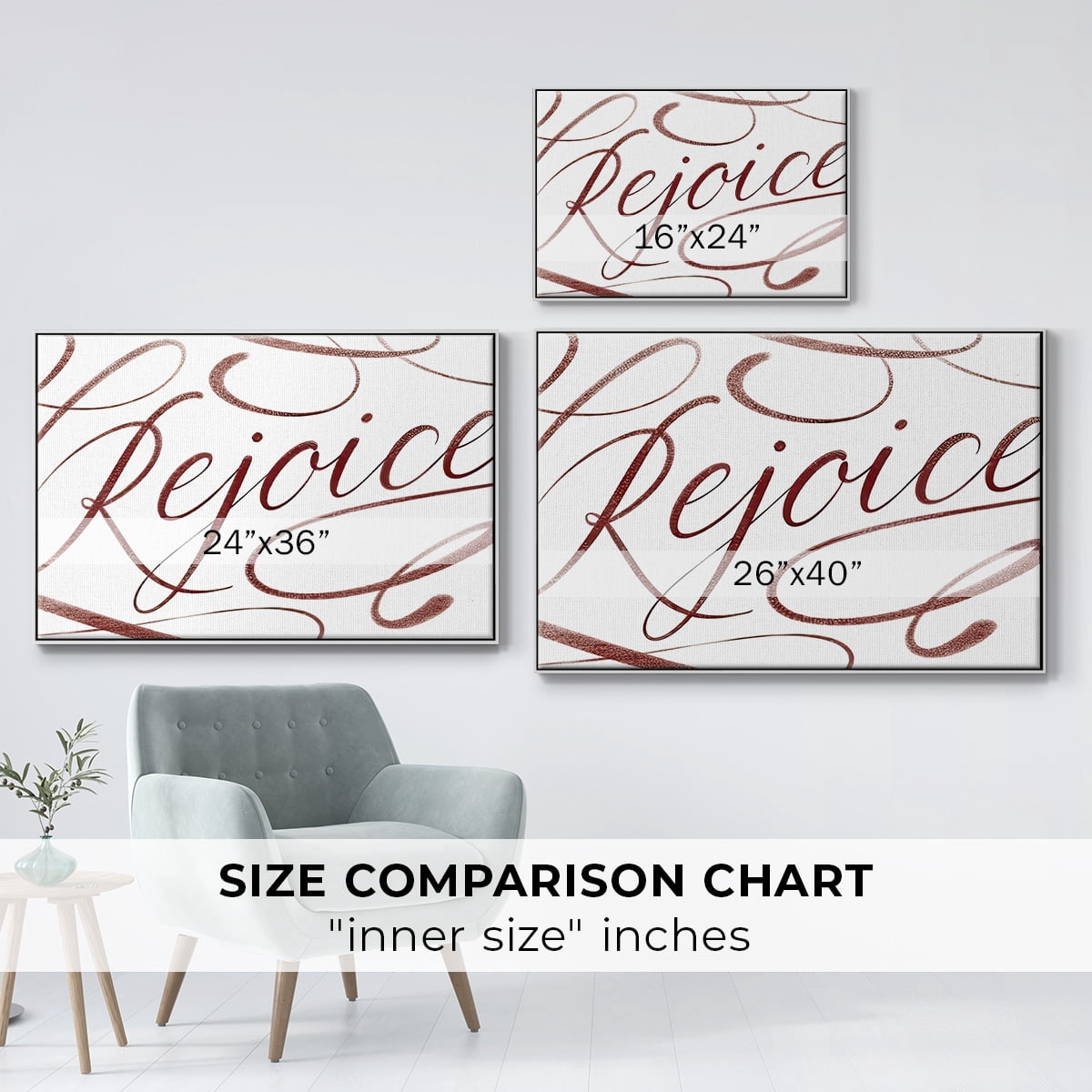 Rejoice - Framed Gallery Wrapped Holiday Canvas - 17 x 25 - White Frame