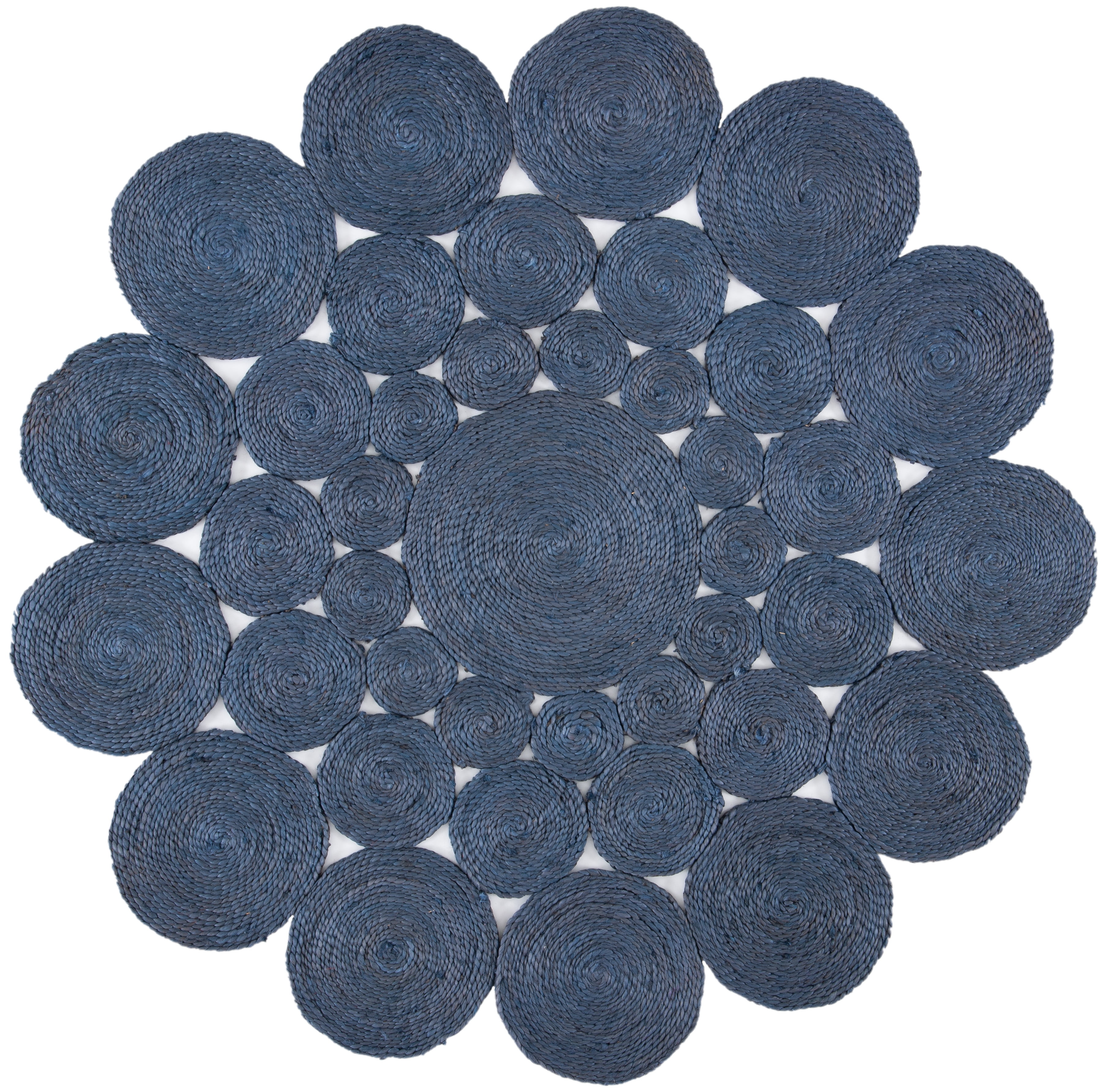 SAFAVIEH Natural Fiber Christian Geometric Area Rug, Navy, 8' x 8' Round