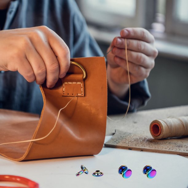 BESTYASH 50Ud Remaches De Doble Tapa Color Arcoíris Para Bolsas Y Trabajos De Cuero