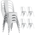 thumbnail image 2 of Furmax Set of 4 Metal Dining Chairs Stackable Indoor Industrial Vintage Chairs,Sliver, 2 of 7