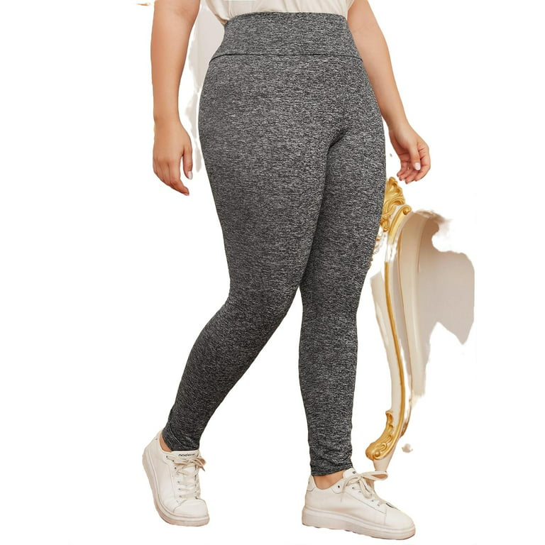 Casual Solid Regular Grey Plus Size Leggings (Women's) 