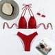 thumbnail image 3 of Conjunto de bikini Gibobby para mujer Traje de baño Cintura media Cuello en V profundo Correas anchas Malla, 3 of 4