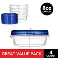 thumbnail image 3 of Stock Your Home 8oz Plastic Containers with Twist Top Lids (4 Pack), 1 Cup Small Freezer Containers for Leftover Food, Airtight Reusable Soup Containers with Lids, Microwave and Dishwasher Safe, 3 of 9