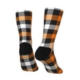 thumbnail image 5 of Uemuo Orange Plaid Pattern Women's Crew Socks, Soft Durable Breathable Moisture-Wicking with Odor Control Cotton socks, 5 of 9