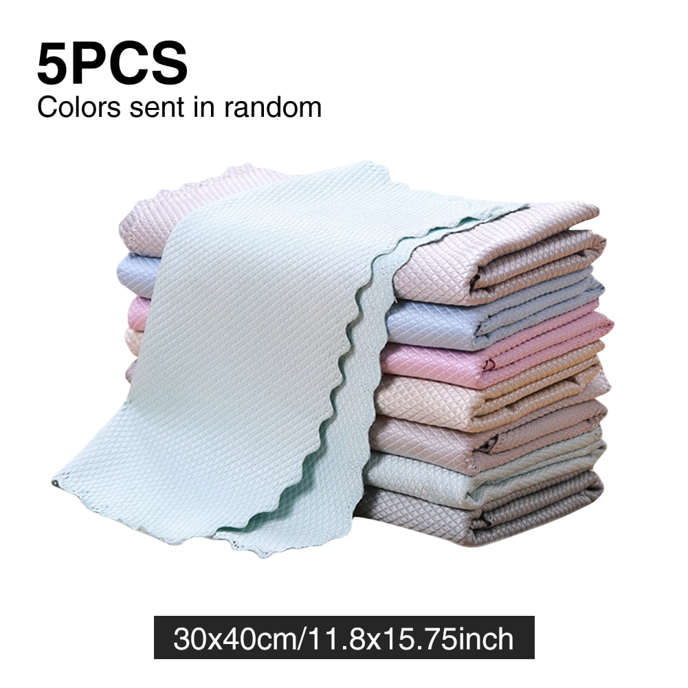 Kitchen Towel Weave Dish Cloth Absorbent Cleaning Cloth Wiping Rags Color Random