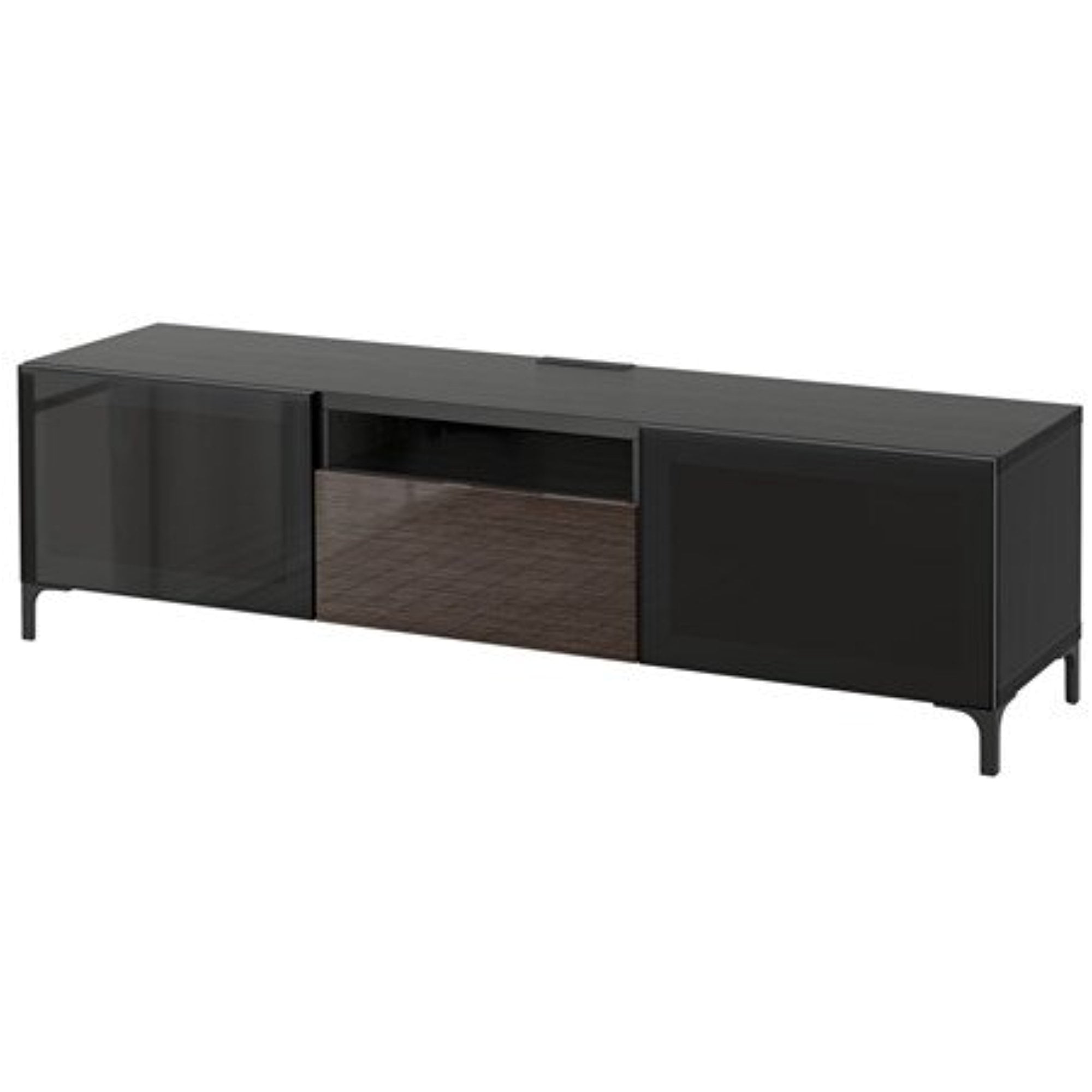 Ikea TV unit, blackbrown, Selsviken high gloss/brown smoked glass