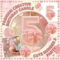 thumbnail image 4 of Number 5 Birthday Candle Glitter Pink Cake Topper with Bow for Anniversary Celebration Party Supplies Decorative Anniversary Favors, 4 of 6