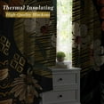 thumbnail image 6 of Boho Plant Blackout Curtains for Bedroom Windows, Floral Leaves Print Curtains for Living Room, Black Bohemian Dining Room Curtain Draperies 2 Panel Sets, 52" X 84", 6 of 6