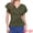 Dark Green, variant on DARING DIVA Women's Stylish V Neck Cinched Waist Ruffle Sleeve Blouse XL Dark Blue