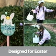 thumbnail image 2 of Sea Team Easter Bunny Basket for Eggs Hunt, Easter Eggs Bucket, Small Woven Cotton Rope Tote Bag with Rabbit Ears & Fluffy Tail for Kids, Easter Days Decoration, Party, Holidays, Grey, 2 of 6