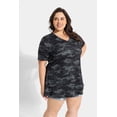 thumbnail image 7 of CASSIE LIZ Plus Size Womens Tops 4X Summer V Neck Shirts Black Camo Fashion Short Sleeve Tee Loose Fit Tunics Spring Blouses Casual Slit Hem Pullovers 4XL 24W 26W, 7 of 7