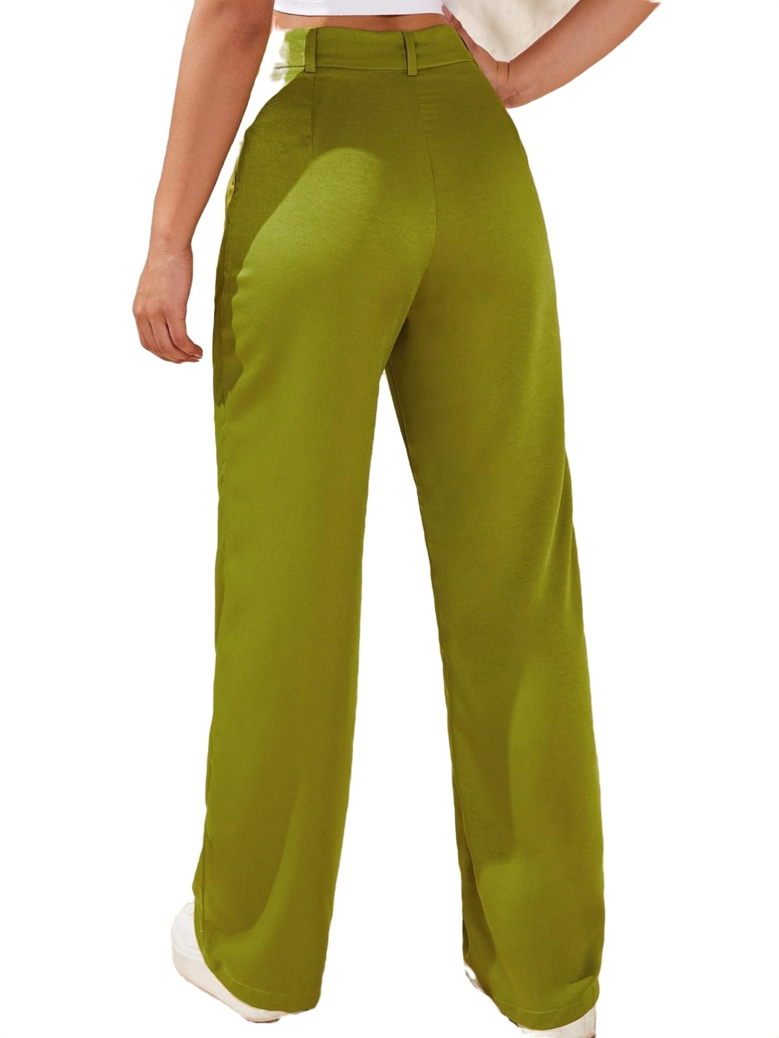 Women's Elegant Plain Straight Leg Lime Green Pants XS (2 Women's Elegant Plain Straight Leg Lime Green Pants XS (2
