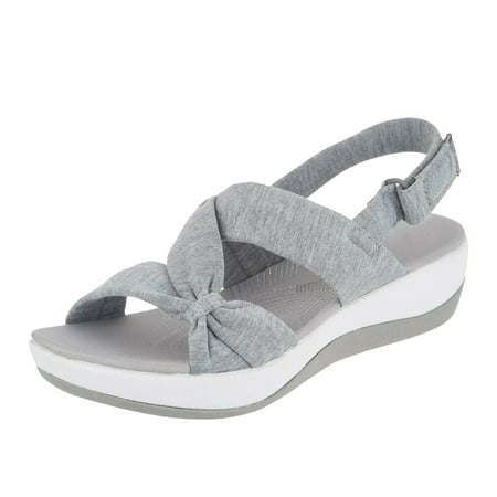

Women Sandals Summer Breathable Beach Shoes Large Size Bow Knot Wedge Heels Sandals Fashion Trend Roman Sandals
