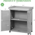 thumbnail image 2 of Outdoor Potting Bench with Storage Cabinet and Metal Top, Wood Workstation for Outdoor Patio, Garden (Classic Grey, 31.5x17x39‘’), 2 of 14