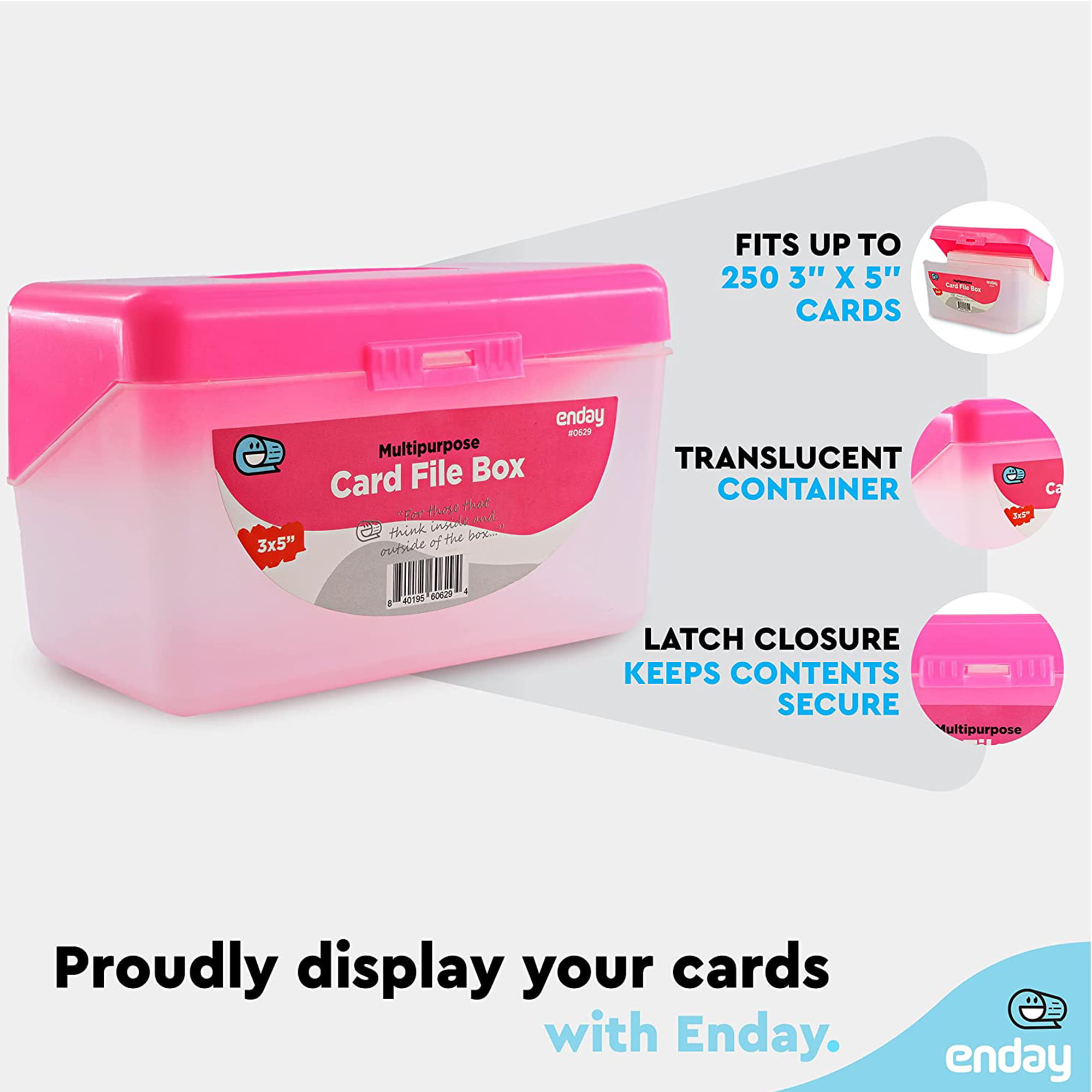 3X5 Index Card Holder Pink Card File Box Organizer, Hold 1200 3X5-Inch  Flash Car