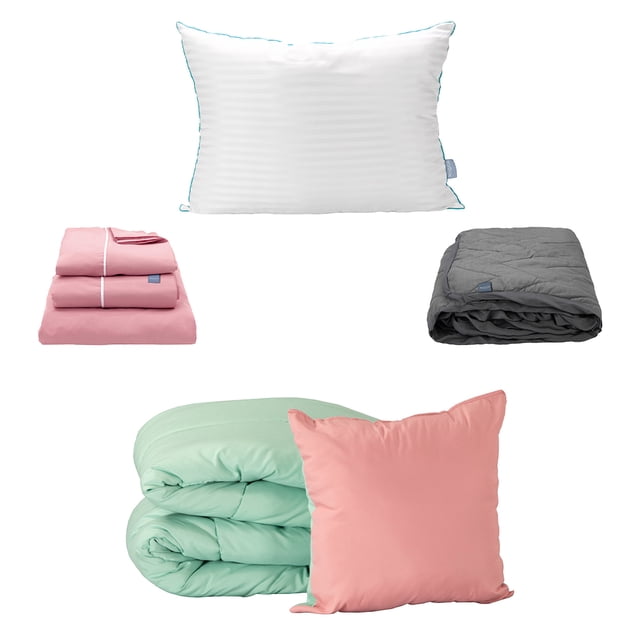 Set de Edredon Doble Vista Couzy Rosa-menta+ Sabanas Royal + Protector Lux + Almohada Royal