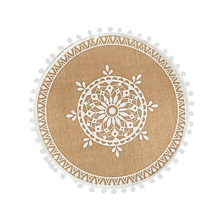 

Simple Style Hand-Woven Jute Placemat Retro Restaurant Cotton and Linen Vase Cushion
