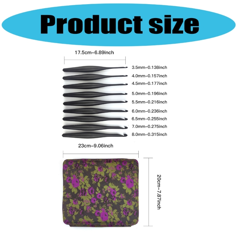 9Pcs Ergonomic Crochet Hook Aluminum Crochet Hook for Knitting Craft 3.5mm-8.0mm