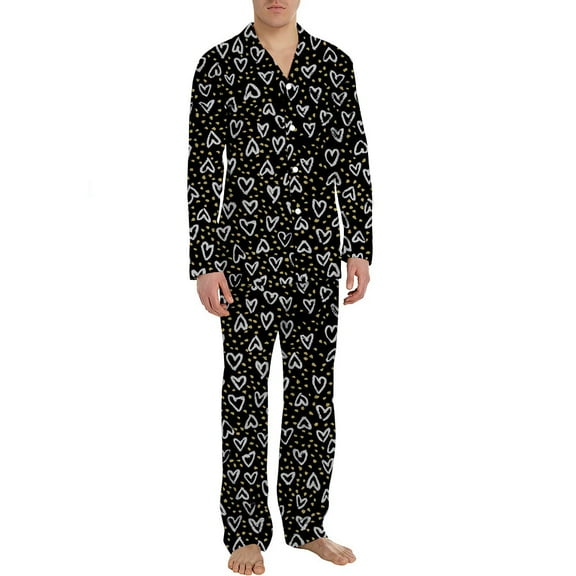 uublik Men Pajamas Sets Adults Long Sleeve 2 PCS Sleepwear Button Down Soft Loungewear Set Pj Set with Pockets, Multicolor