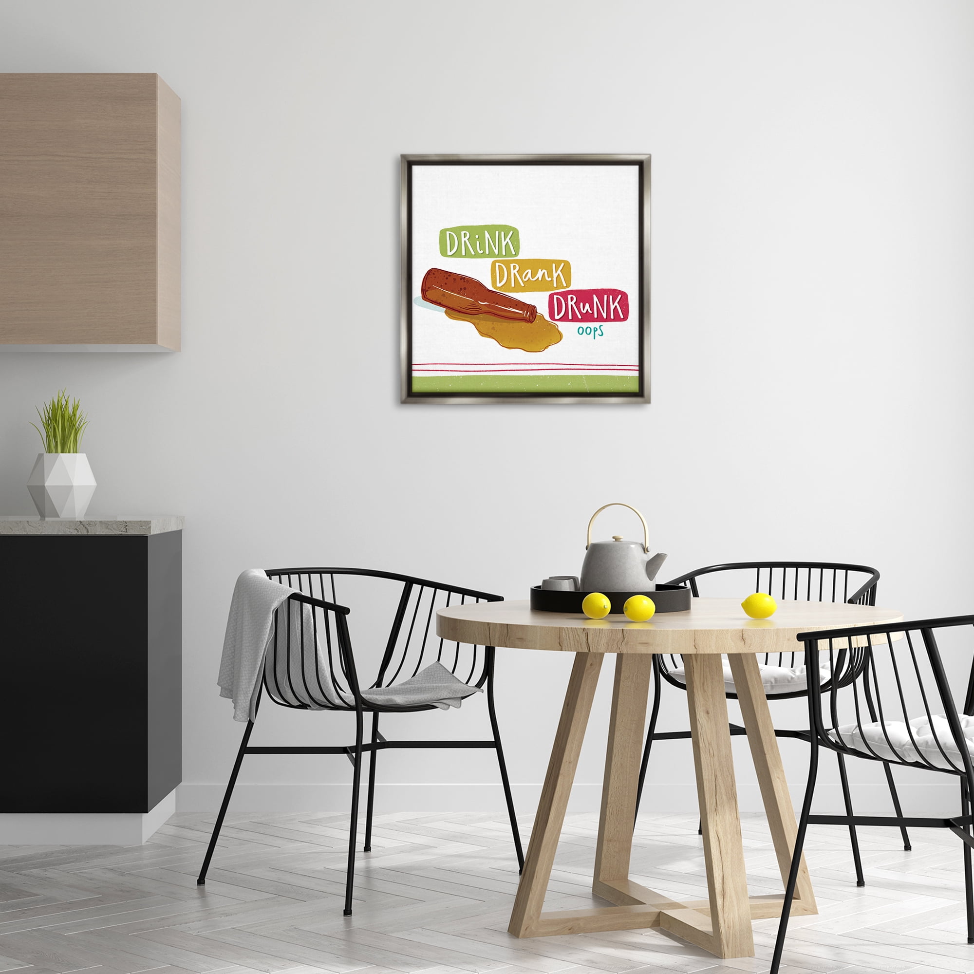 Stupell Industries Drink Drank Drunk Food & Beverage Painting Gray Floater Framed Canvas Art Print Wall Art, 25 x 25