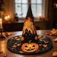 thumbnail image 4 of Witch Hat for Women Halloween Vintage Floral Pointed Wizard Hat Ghost Wide Brim Quilted Cosplay Costume Accessories Adults, 4 of 4